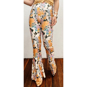 NEW Free People by Novella Royale The Janis Bell Bottoms Floral Yellow Blue XS